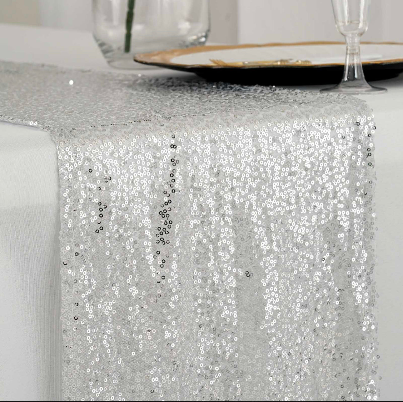 Silver Sequin table runner